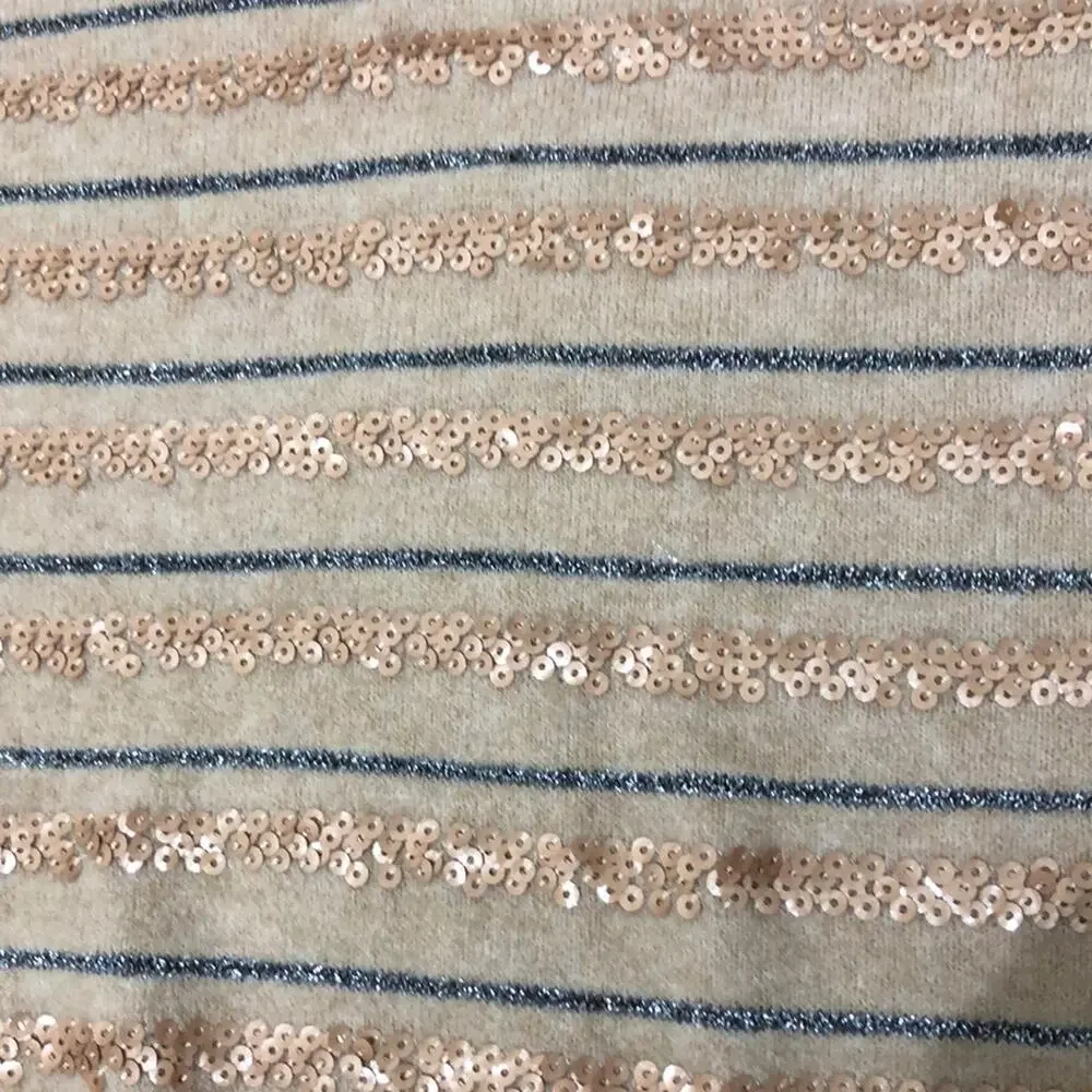 J. Crew Sequin Stripe Supersoft Yarn Sweater Size Medium NWT